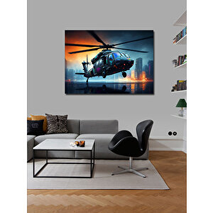 Kanvas Tablo Şehirde Helikopter Uçuşu 50x70 cm