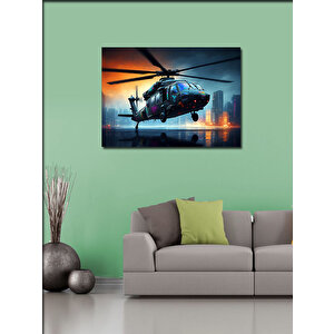 Kanvas Tablo Şehirde Helikopter Uçuşu 50x70 cm