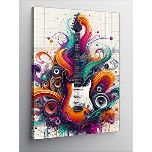 Kanvas Tablo Renkli Desen Ve Gitar 70x100 cm