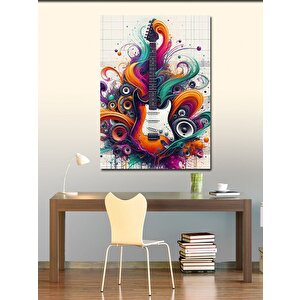 Kanvas Tablo Renkli Desen Ve Gitar 70x100 cm
