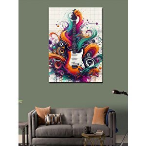 Kanvas Tablo Renkli Desen Ve Gitar 70x100 cm