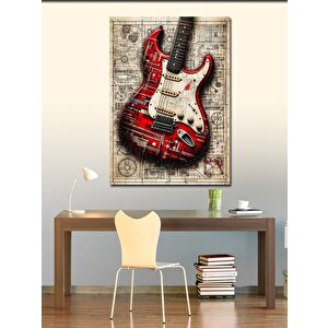 Kanvas Tablo Kırmızı Elektro Gitar 50x70 cm
