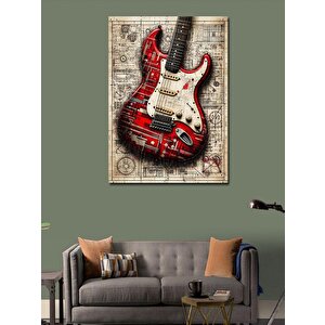 Kanvas Tablo Kırmızı Elektro Gitar 50x70 cm