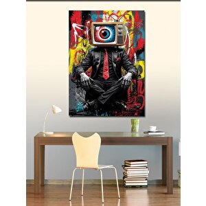 Kanvas Tablo Televizyon Kafalı Adam 50x70 cm