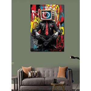 Kanvas Tablo Televizyon Kafalı Adam 50x70 cm