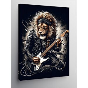 Kanvas Tablo Elektro Gitar Çalan Kurt 50x70 cm