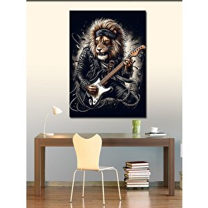 Kanvas Tablo Elektro Gitar Çalan Kurt 50x70 cm