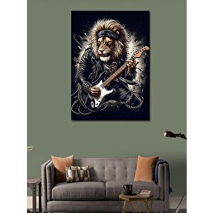 Kanvas Tablo Elektro Gitar Çalan Kurt 50x70 cm