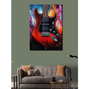Kanvas Tablo Kırmızı Elektro Gitar 70x100 cm