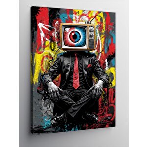 Kanvas Tablo Televizyon Kafalı Adam 100x140 cm