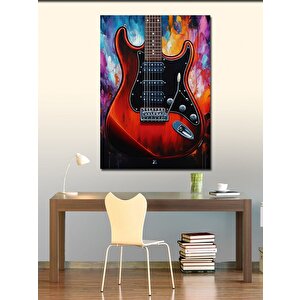 Kanvas Tablo Kırmızı Elektro Gitar 50x70 cm