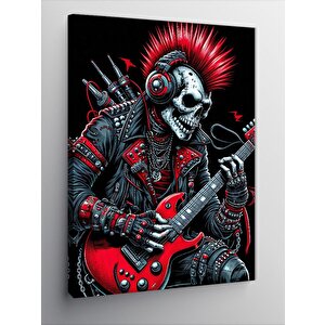 Kanvas Tablo Punk Gitarcı İskelet 100x140 cm