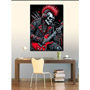 Kanvas Tablo Punk Gitarcı İskelet 100x140 cm