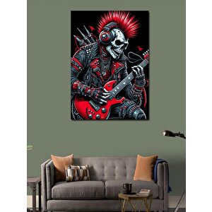 Kanvas Tablo Punk Gitarcı İskelet 100x140 cm