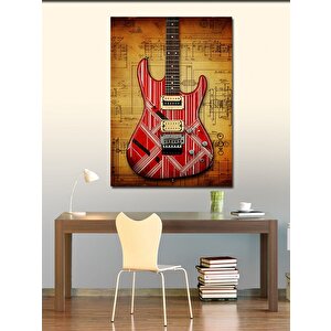 Kanvas Tablo Kırmızı Çizgili Gitar 70x100 cm