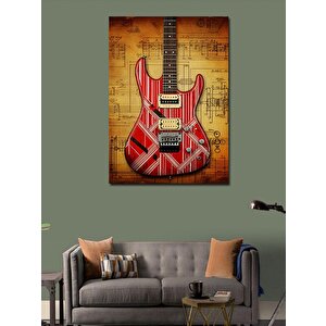 Kanvas Tablo Kırmızı Çizgili Gitar 70x100 cm