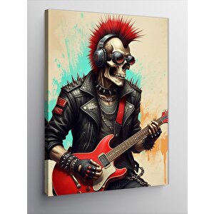 Kanvas Tablo Punk İskelet Gitarcı 70x100 cm