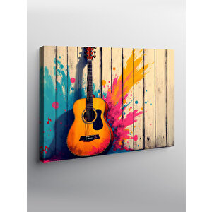 Kanvas Tablo Renkli Gitar İllüstrasyonu 70x100 cm