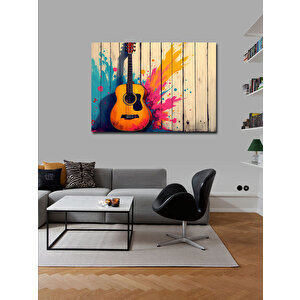 Kanvas Tablo Renkli Gitar İllüstrasyonu 70x100 cm