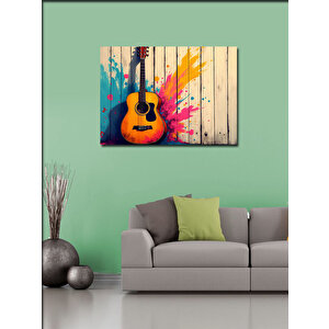Kanvas Tablo Renkli Gitar İllüstrasyonu 70x100 cm