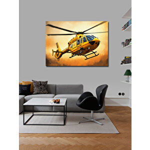 Kanvas Tablo Sarı Kurtarma Helikopteri 100x140 cm