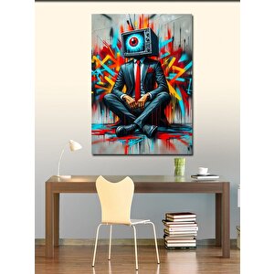 Kanvas Tablo Televizyon Kafalı Adam 70x100 cm