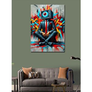 Kanvas Tablo Televizyon Kafalı Adam 100x140 cm