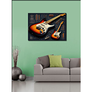 Kanvas Tablo Elektro Gitar Tasarımı 70x100 cm
