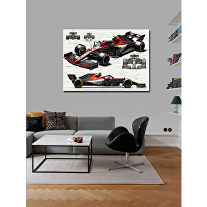 Kanvas Tablo Teknik Formula 1 Araç Çizimi 70x100 cm