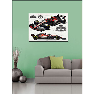 Kanvas Tablo Teknik Formula 1 Araç Çizimi 70x100 cm