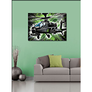 Kanvas Tablo Yeşil Helikopter Aksiyonu 100x140 cm