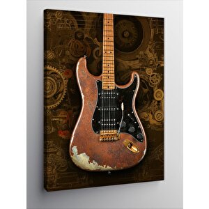 Kanvas Tablo Eski Ahşap Gitar 50x70 cm
