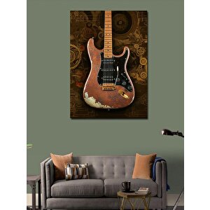 Kanvas Tablo Eski Ahşap Gitar 50x70 cm