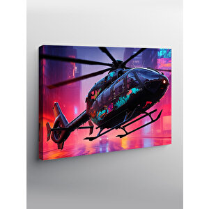 Kanvas Tablo Gece Uçan Helikopter 50x70 cm