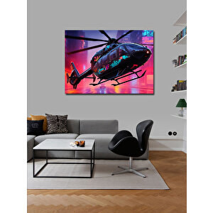 Kanvas Tablo Gece Uçan Helikopter 50x70 cm