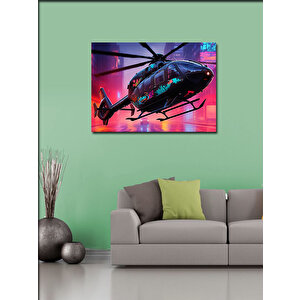 Kanvas Tablo Gece Uçan Helikopter 50x70 cm