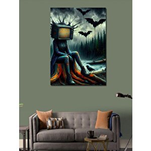 Kanvas Tablo Televizyon Kafalı Adan Ve Yarasalar 100x140 cm