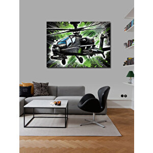 Kanvas Tablo Yeşil Helikopter Aksiyonu 50x70 cm
