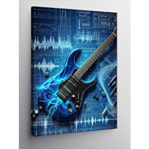 Kanvas Tablo Neon Gitar 100x140 cm