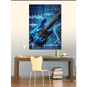 Kanvas Tablo Neon Gitar 100x140 cm