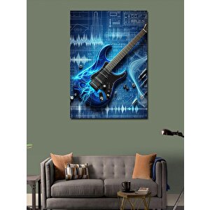 Kanvas Tablo Neon Gitar 100x140 cm