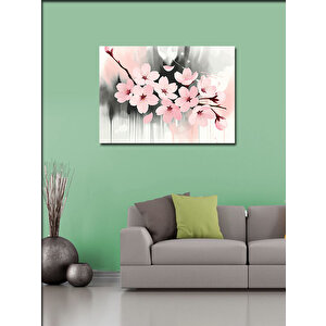 Kanvas Tablo Pembe Kiraz Çiçekleri İllüstrasyonu 100x140 cm