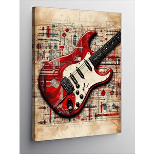 Kanvas Tablo Kırmızı Gitar Poster 50x70 cm