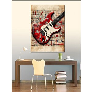 Kanvas Tablo Kırmızı Gitar Poster 50x70 cm