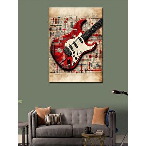 Kanvas Tablo Kırmızı Gitar Poster 50x70 cm