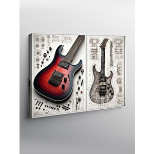 Kanvas Tablo Kırmızı Elektro Gitar Tasarımı 100x140 cm