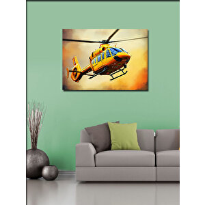 Kanvas Tablo Sarı Kurtarma Helikopteri 50x70 cm