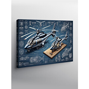 Kanvas Tablo Teknik Helikopter Çizimi 50x70 cm
