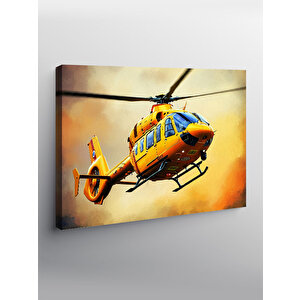 Kanvas Tablo Sarı Kurtarma Helikopteri 100x140 cm