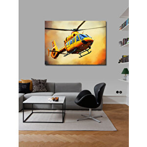 Kanvas Tablo Sarı Kurtarma Helikopteri 70x100 cm